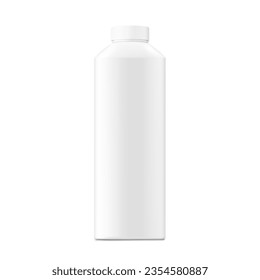 Square plastic bottle mockup. Vector illustration isolated on white background. Ready and simple to use for your design. EPS10.