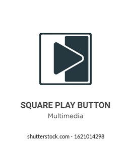 Square play button glyph icon vector on white background. Flat vector square play button icon symbol sign from modern multimedia collection for mobile concept and web apps design.