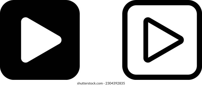 square play button icon set vector. video button icon