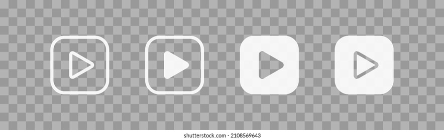 Square play button on transparent background. Media icon flat vector illustration