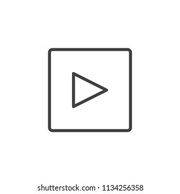 Square play button outline icon. linear style sign for mobile concept and web design. simple line vector icon. Symbol, logo illustration. Pixel perfect vector graphics