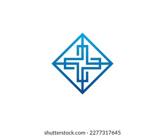 Square Plus Medical Logo Concept symbol icon sign Element Design. Clinic, Hospital, Health Care Logotype. Vector illustration logo template