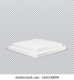 Square podium, pedestal or platform on transparent background. Vector illustration.