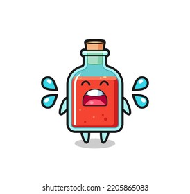 square poison bottle cartoon illustration with crying gesture , cute design