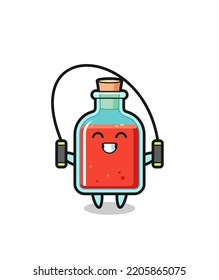 square poison bottle character cartoon with skipping rope , cute design