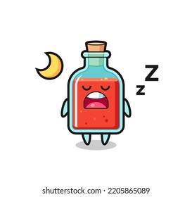 square poison bottle character illustration sleeping at night , cute design