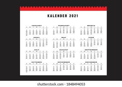 Calendario vectorial cuadrado polaco 2021 año. La semana comienza el domingo.