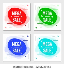 Colección de publicaciones cuadradas. Paquete de descuento colorido. Diseño de plantillas de banner para medios sociales y sitios web. Cartel de compras de venta. Ilustración de material abstracto vectorial