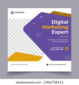 Un Post Cuadrado Para Un Experto En Marketing Digital Para Una Empresa Llamada Experta En Marketing Digital.  Mejor Colorido Premium Creativo Negocios Moderno Diseño De Publicaciones En Medios Sociales Con Plantilla.