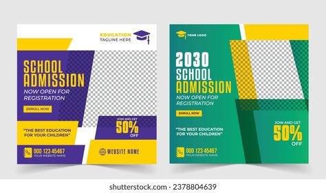 Square Post size School admission social media post banner design