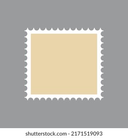 Square postage stamp for posting and sending letters.