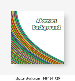 Square postcard template with colorful bright stripes. Vector illustration
