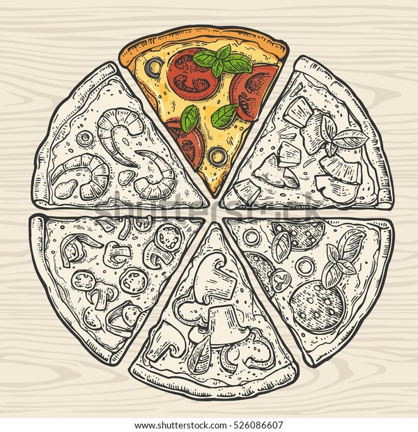 Square Poster Black Color Slice Pizza Stock Vector (Royalty Free) 526086607