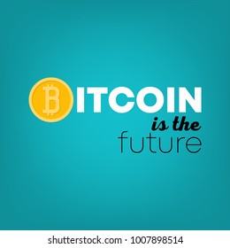 Square Poster of Cryptocurrency Technology - Bitcoin Exchange, Bitcoin Mining, Mobile Wallet. Sign of Crypto Currency on Blue Background. Vector Illustration.