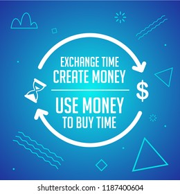 square poster of money and time exchange