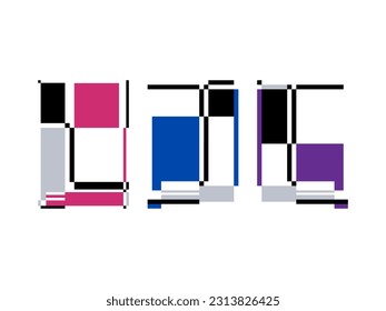 Square poster. Set of six abstract graphic compositions. Pink. blue and purple colors. Avant-Garde graphic style design. Vector illustration