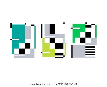 Afiche cuadrado. Conjunto de seis composiciones gráficas abstractas. Verde y verde esmeralda. Diseño vanguardista de estilo gráfico. Ilustración del vector