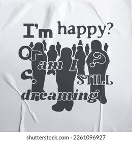 Afiche cuadrado, siluetas de personas con texto. Huella abstracta para ropa de calle, para chaqueta, camiseta o sudadera. Aislado sobre fondo blanco