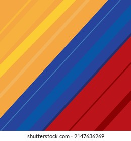 Square poster with yellow, blue and red stripes: emblematic Colombian flag colors.