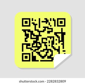 Square pricetag barcode concept. Yellow label for online store, market and shop. Template, layout and mock up. Discount, sale and promotion. Realistic flat vector illustration