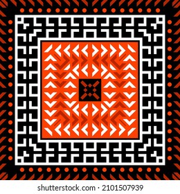 Square print with geometric ornament. Design for scarf, plaid, hijab, plaid, carpet and other textiles. 