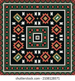 Square print with geometric ornament. Design for a scarf, shawl, plaid, pareo, hijab, scarf and other textiles. 