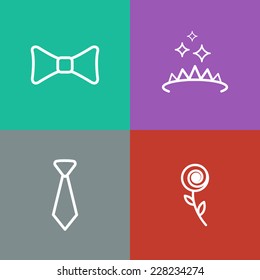 Square prom icons set. Vector flat design