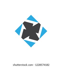 square propeller turbine shape geometric logo vector