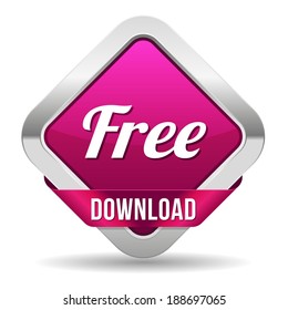 Square purple free download button with ribbon