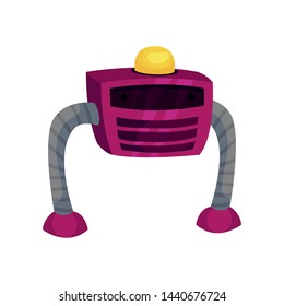Square purple robot. Vector illustration on white background.