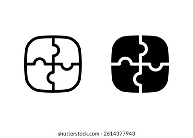Square puzzle icon set. Perfect for representing teamwork, problem solving, strategy, and integration concepts