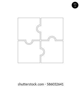 square puzzle section, a square divided into four equal parts, the figure outline vector