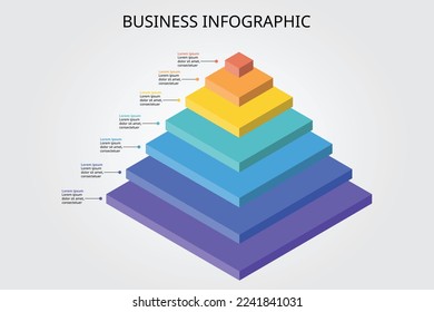 square pyramid chart template for infographic for presentation for 7 element