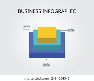 square pyramid chart template for infographic for presentation for 3 element