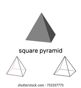 Square pyramid. Geometric shape. Isolated on white background.Vector illustration.
