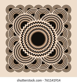 square pyramid of zigzag flowers in ivory and black
