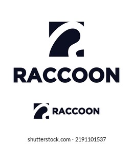 square raccoon face abstract logo