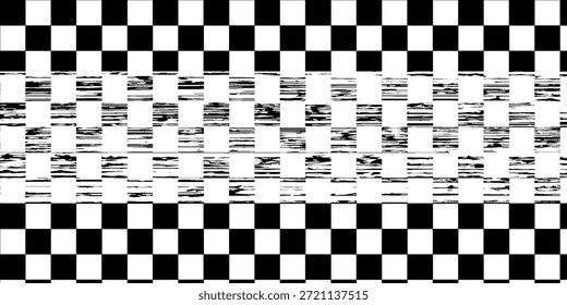 Patrón cuadrado de tablero de ajedrez de carreras. marco rectangular a cuadros blanco y negro. Patrón geométrico de tablero de ajedrez. Patrón de tablero de ajedrez de rally. 