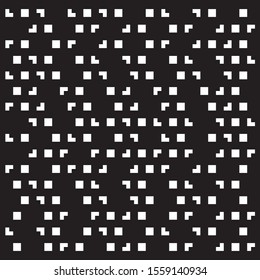 Square random halftone pattern vector. Design square cuts white on black background. Design print for illustration, textile, texture, material, wallpaper, background. Set 4