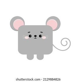 Square rat or mouse forest animal face with paws icon isolated on white background. Cute cartoon square mice kawaii kids avatar character. Vector flat clip art illustration mobile ui game application