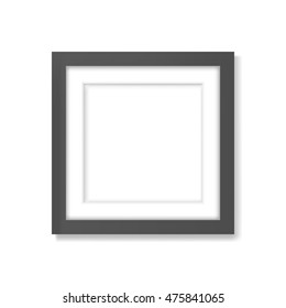 Square realistic black frame with passe-partout mockup 