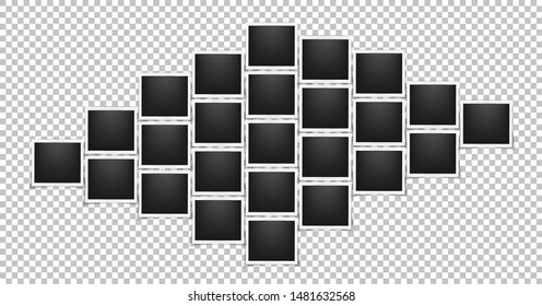 Square realistic frames template background. Retro backdrop pattern isolated on transparent background. Vector illustration