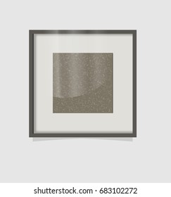 Square, realistic vector frame for photo, on a white wall