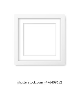 Square Realistic White Frame With Passe-partout Mockup 