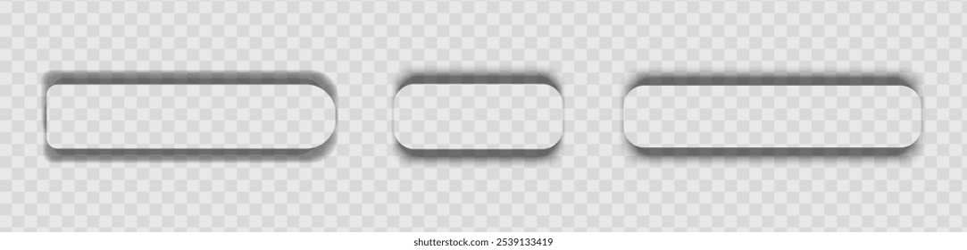 Square and rectangle box shadow effects. Realistic overlay and transparent shadows vector set, shades falling from objects on floor with soft black edges and dark corners, transparent background