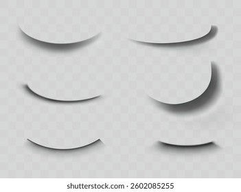 Square and rectangle box shadow effects. Realistic overlay and transparent shadows vector set, shades falling from objects on floor with soft black edges and dark corners, transparent background
