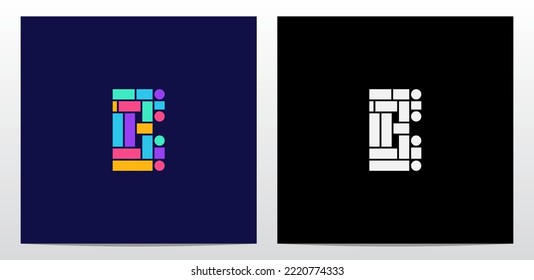 Square Rectangle Circle Letter Logo Design B