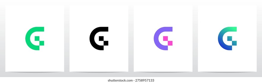 Square Rectangle Curve Geometric Typography Letter Initial Logo Design G