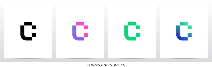 Square Rectangle Curve Geometric Typography Letter Initial Logo Design C