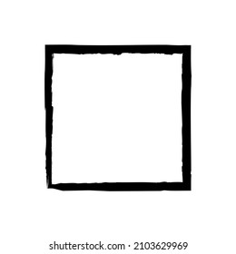 Borde cuadrado del marco rectangular. Cuadrado de garganta dibujado a mano. Espectro de material Aislador de la ilustración del emblema del sello sobre fondo blanco.